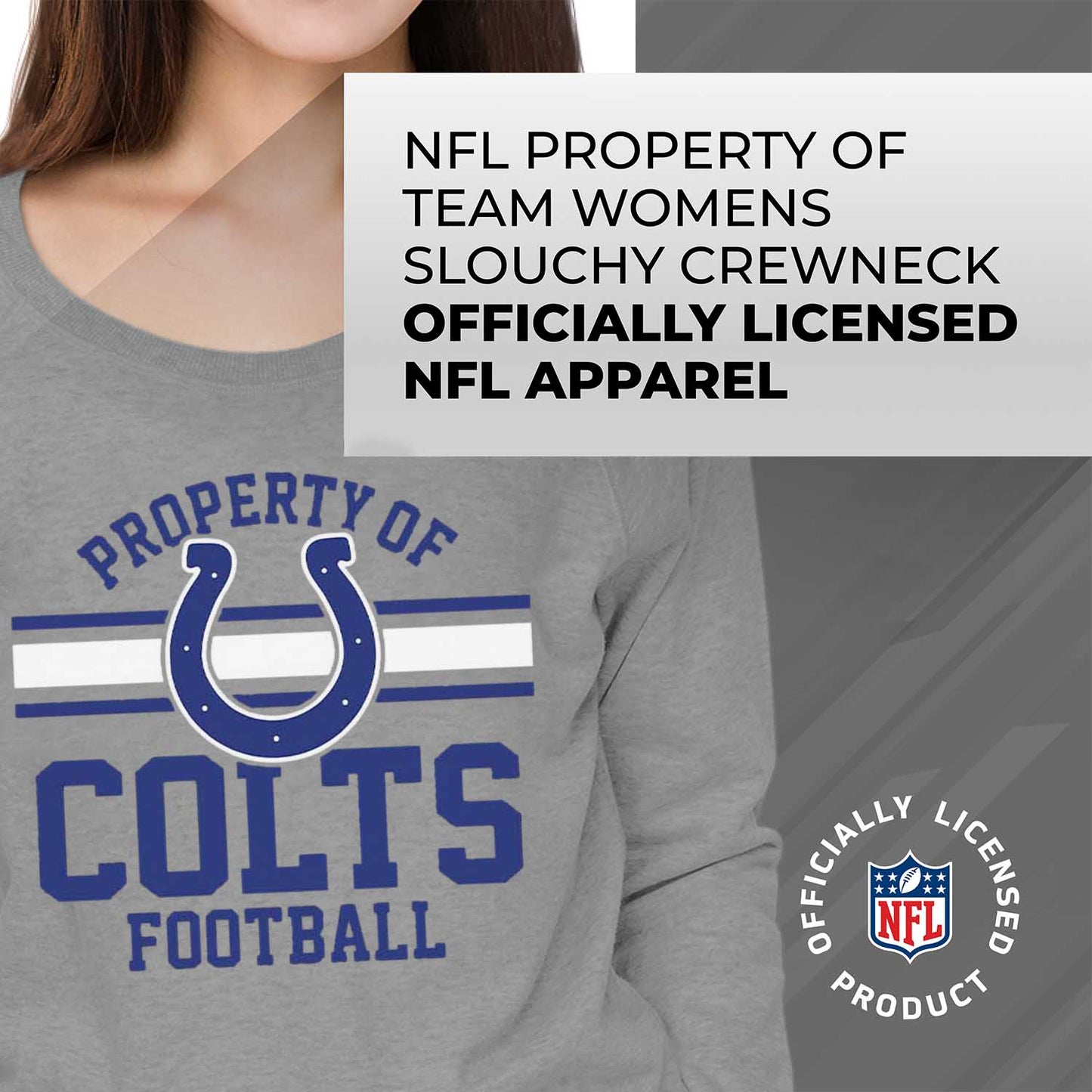 Indianapolis Colts NFL Womens Plus Size Property of Lightweight Crew Neck - Sport Gray