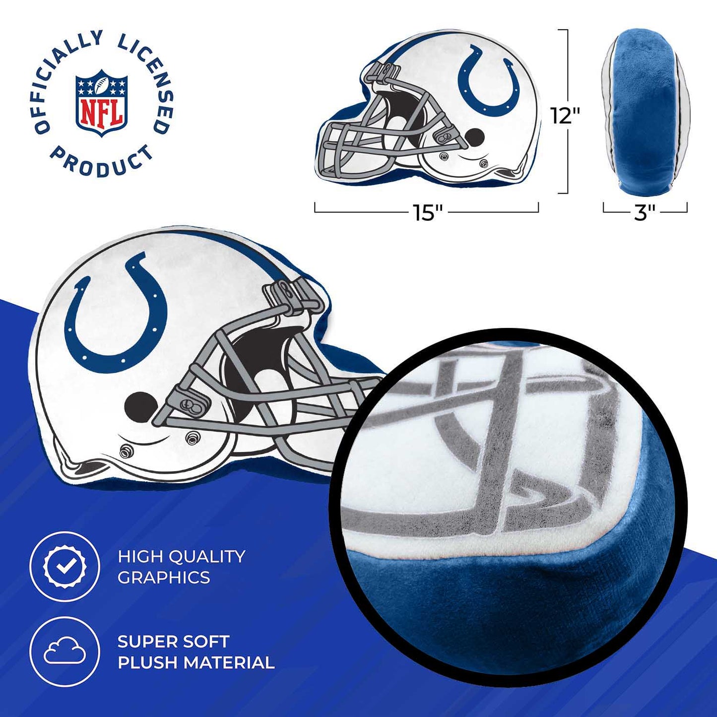 Indianapolis Colts NFL Helmet Football Super Soft Plush Pillow - Blue