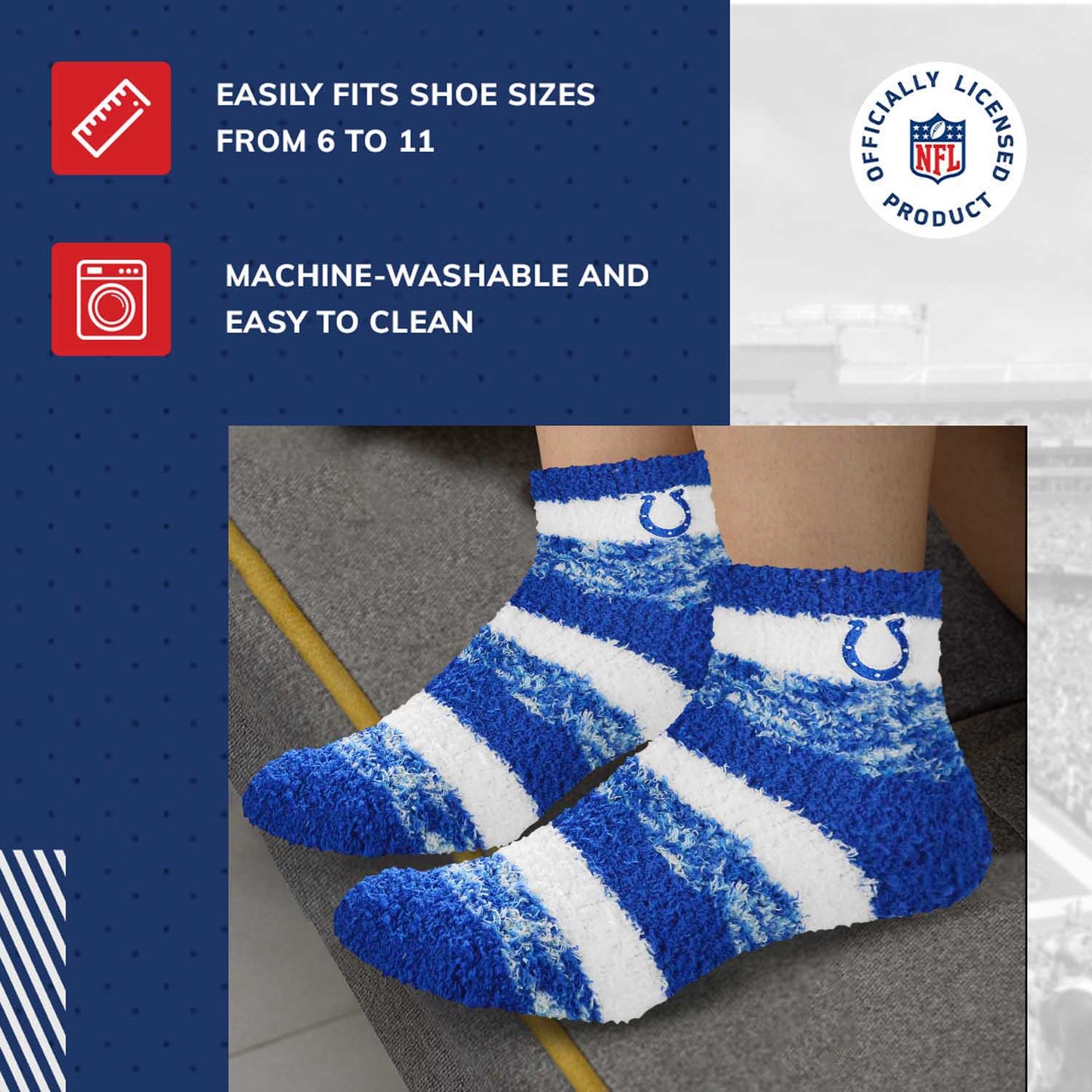 Indianapolis Colts NFL Cozy Soft Slipper Socks - Royal