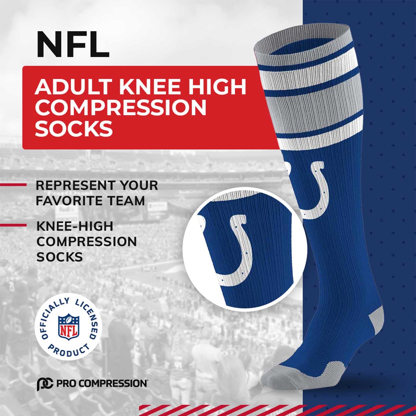 Indianapolis Colts NFL Adult Knee High-Performance Socks - Blue