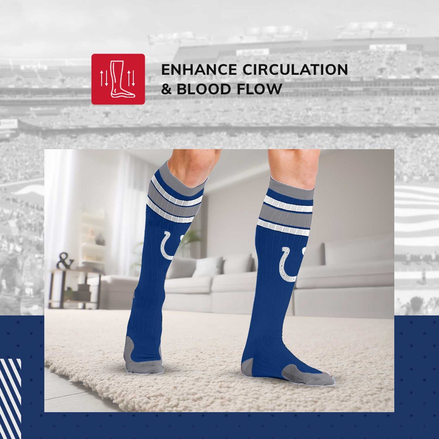 Indianapolis Colts NFL Adult Knee High-Performance Socks - Blue