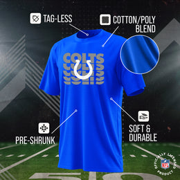 Indianapolis Colts NFL Youth Repeating Logo Football T-Shirt Unisex Tag Free Comfortable - Royal