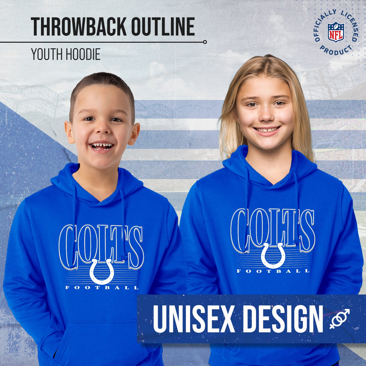 Indianapolis Colts NFL Youth Overtime Blueprint Football Fleece Hooded Sweatshirt - Royal