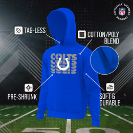 Indianapolis Colts NFL Youth Repeating Logo Football Fleece Hooded Sweatshirt - Royal