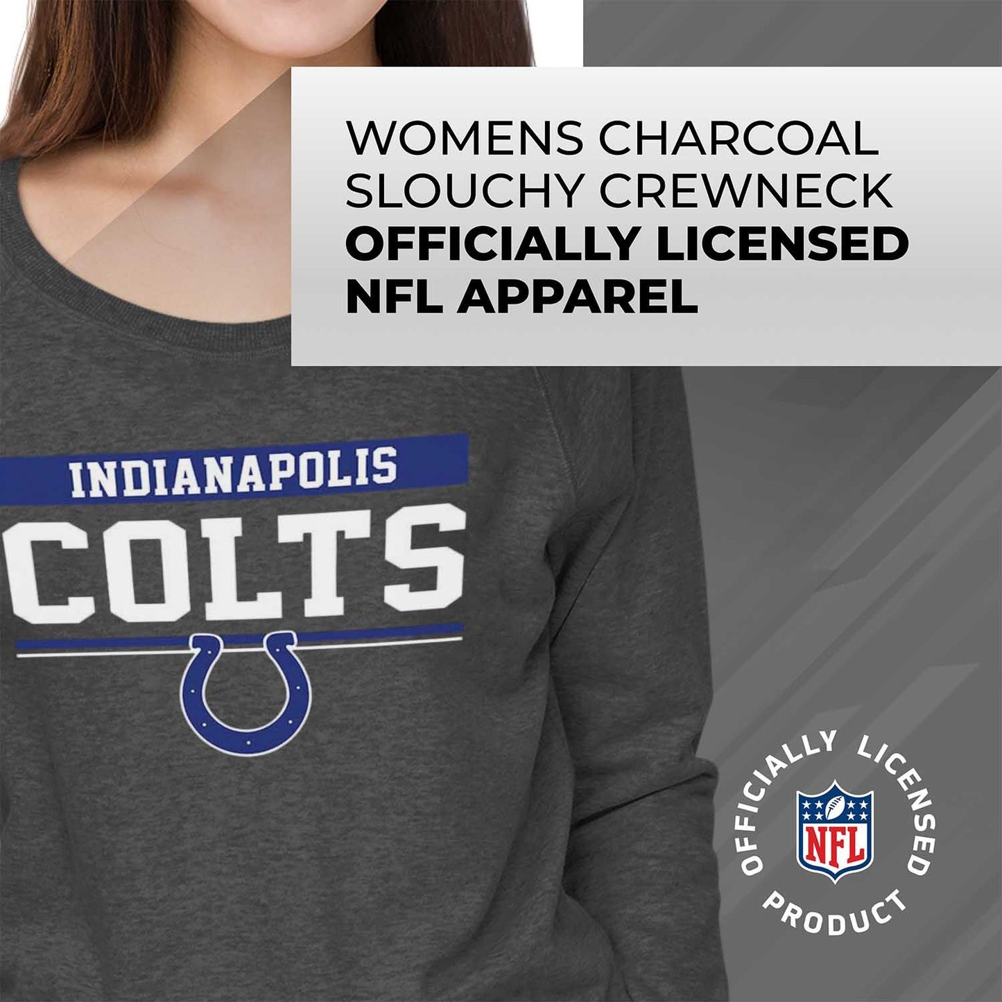Indianapolis Colts NFL Womens Charcoal Crew Neck Football Apparel - Charcoal