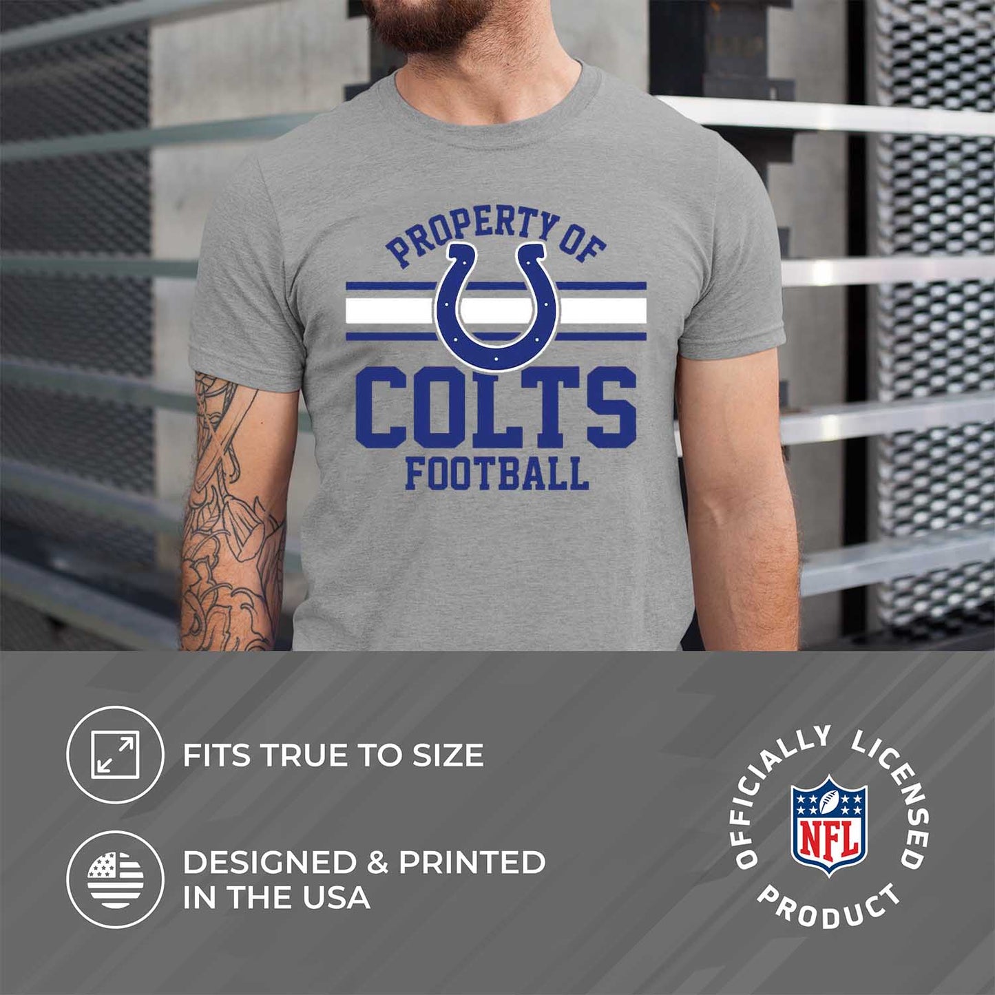 Indianapolis Colts NFL Adult Property Of T-Shirt - Sport Gray