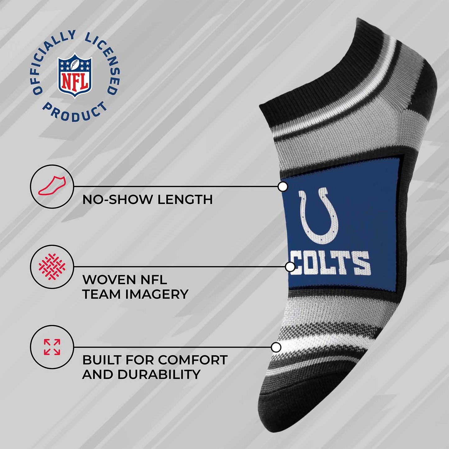 Indianapolis Colts NFL Adult Marquis Addition No Show Socks - Royal