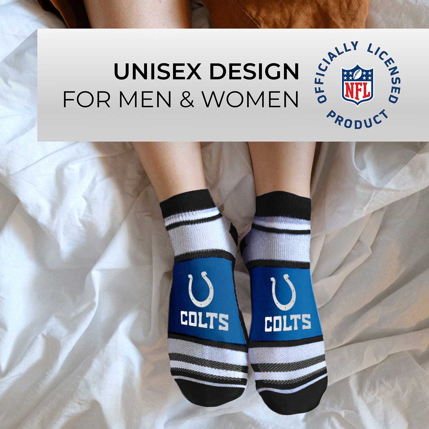 Indianapolis Colts NFL Adult Marquis Addition No Show Socks - Royal