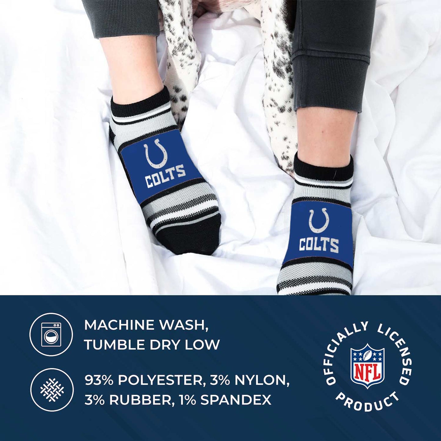 Indianapolis Colts NFL Adult Marquis Addition No Show Socks - Royal