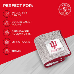 Indiana Hoosiers NCAA Silk Sherpa College Throw Blanket - Crimson