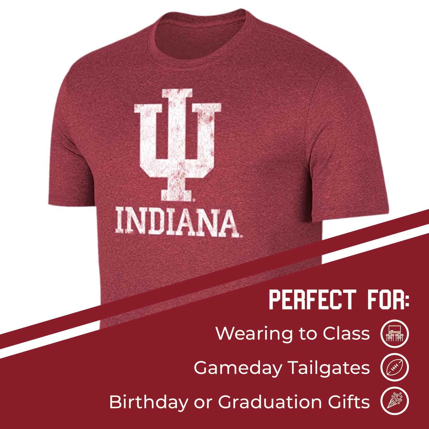 Indiana Hoosiers Adult MVP Heathered Cotton Blend T-Shirt - Crimson