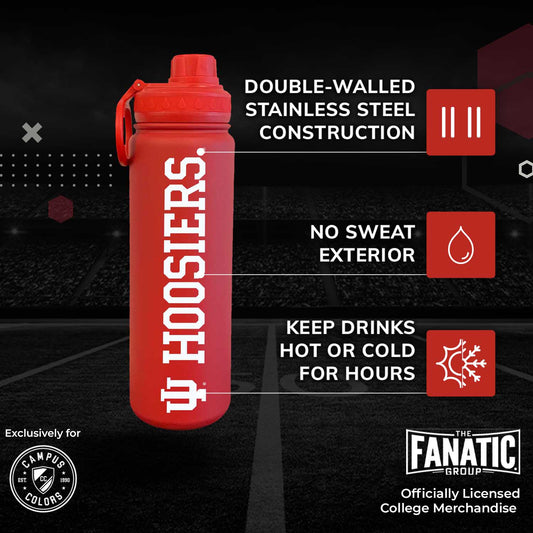 Indiana Hoosiers NCAA Stainless Steel Water Bottle - Crimson