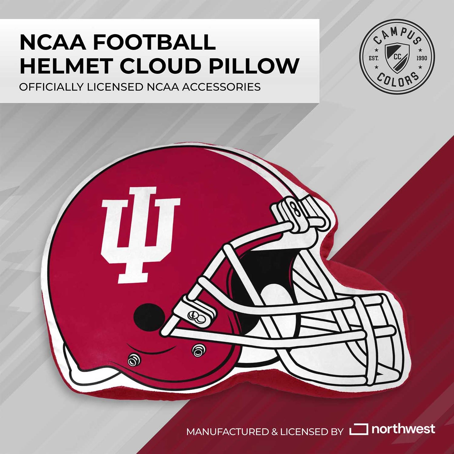 Indiana Hoosiers NCAA Helmet Super Soft Football Pillow - Crimson