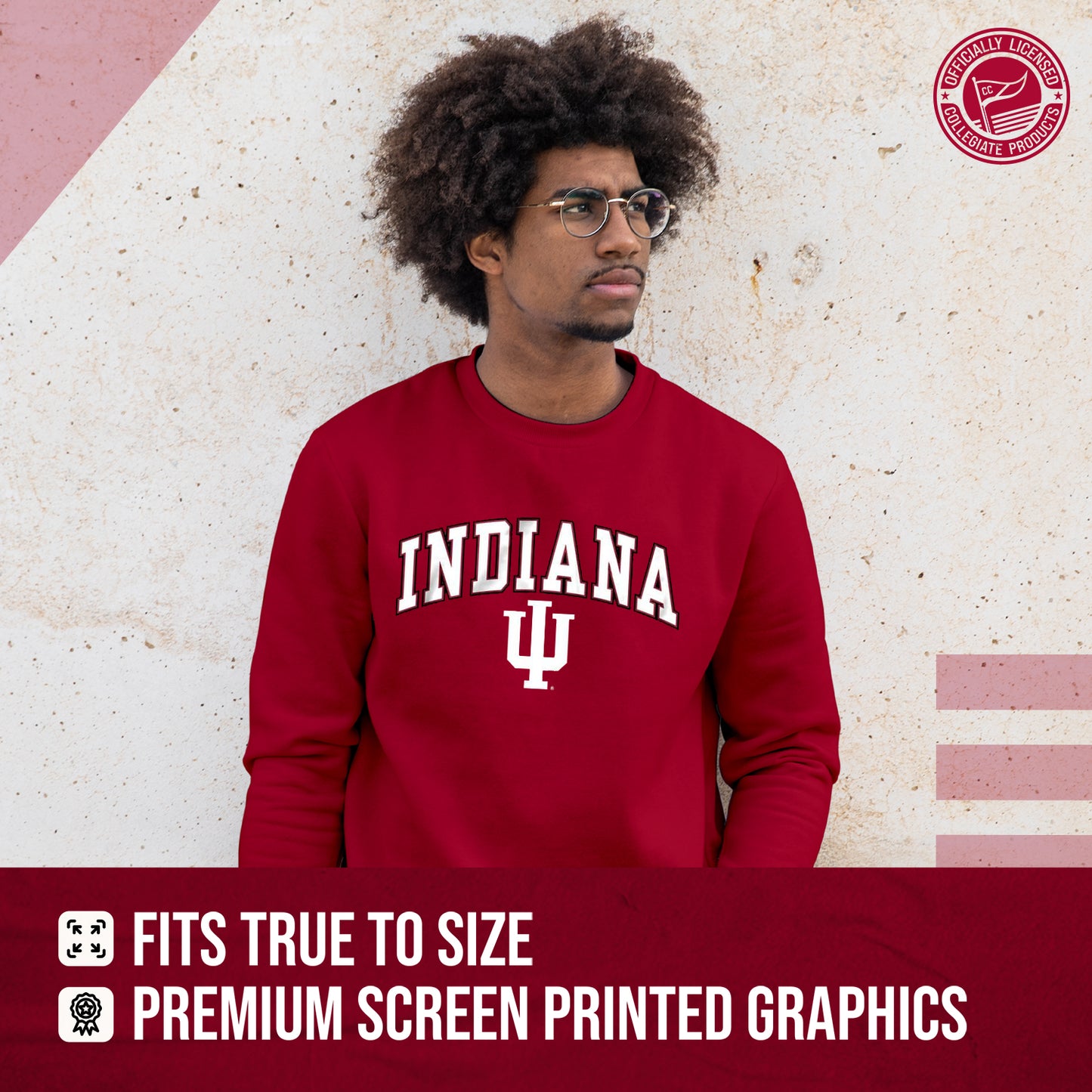 Indiana Hoosiers Campus Colors Adult Arch & Logo Soft Style Gameday Crewneck Sweatshirt  - Cardinal