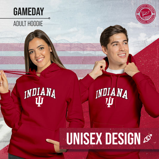 Indiana Hoosiers Adult Arch & Logo Soft Style Gameday Hooded Sweatshirt - Crimson