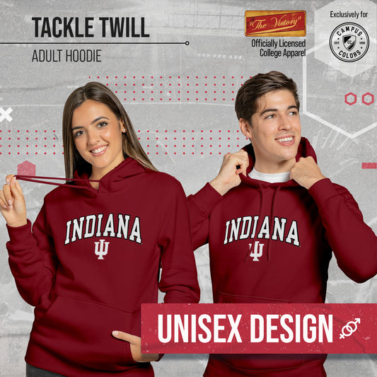 Indiana Hoosiers NCAA Adult Tackle Twill Hooded Sweatshirt - Crimson
