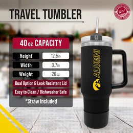 Iowa Hawkeyes Collegiate 40oz Stainless Steel Travel Tumbler with Handle for Alumni - Black