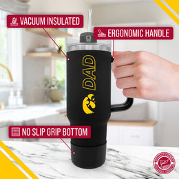 Iowa Hawkeyes Collegiate 40oz Stainless Steel Travel Tumbler with Handle for Dad - Black