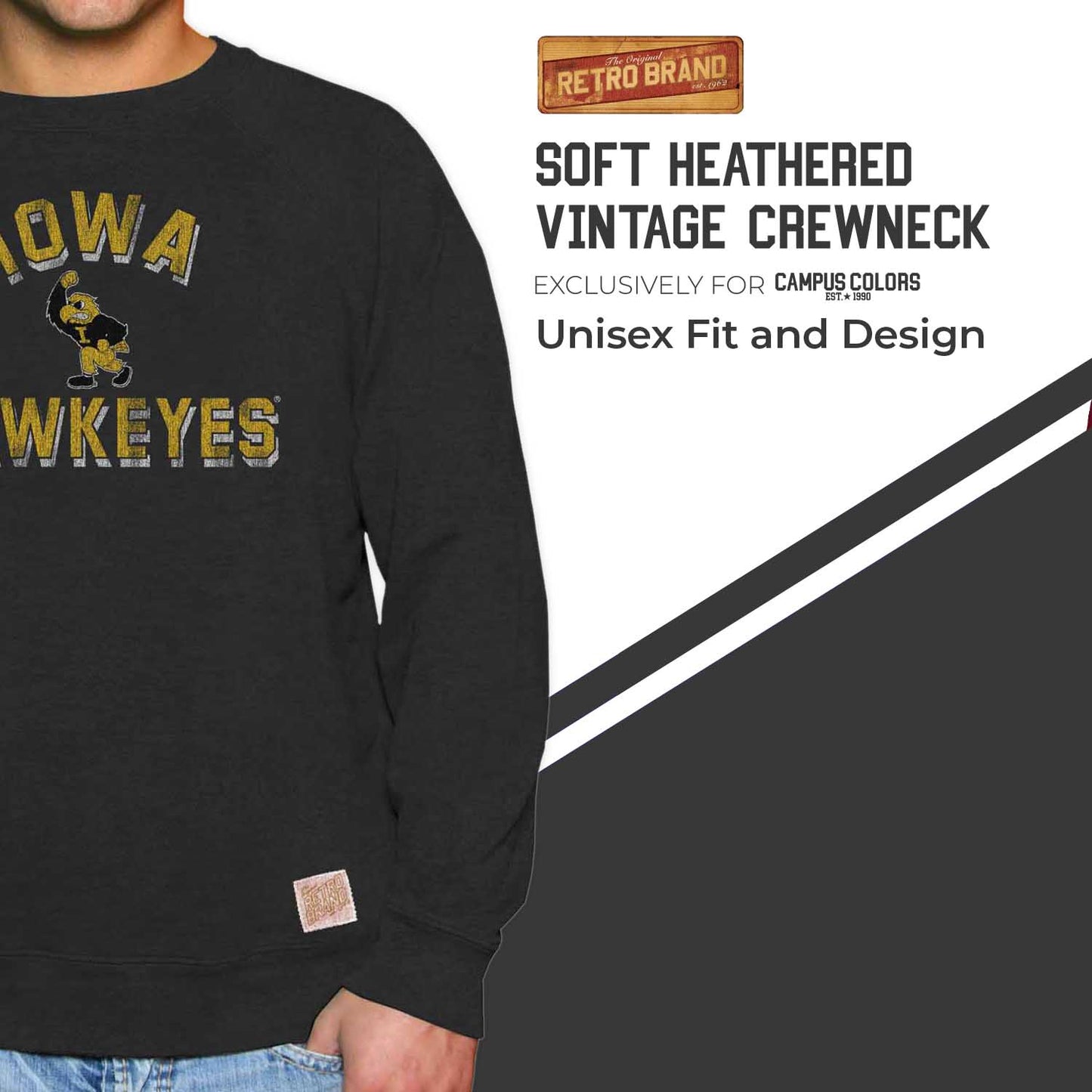 Iowa Hawkeyes Adult University Crewneck - Black