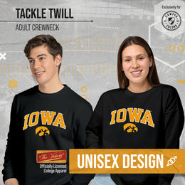 Iowa Hawkeyes NCAA Adult Tackle Twill Crewneck Sweatshirt - Black