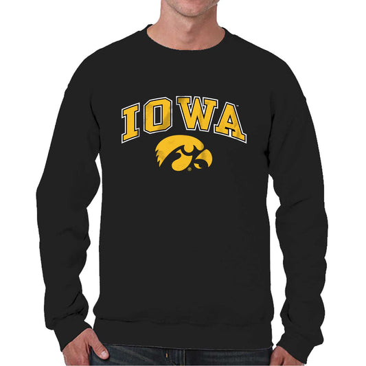 Iowa Hawkeyes Adult Arch & Logo Soft Style Gameday Crewneck Sweatshirt - Black
