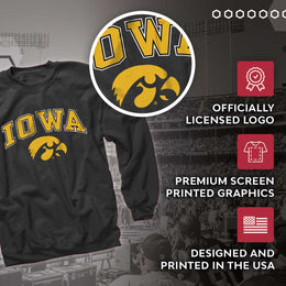 Iowa Hawkeyes Adult Arch & Logo Soft Style Gameday Crewneck Sweatshirt - Black