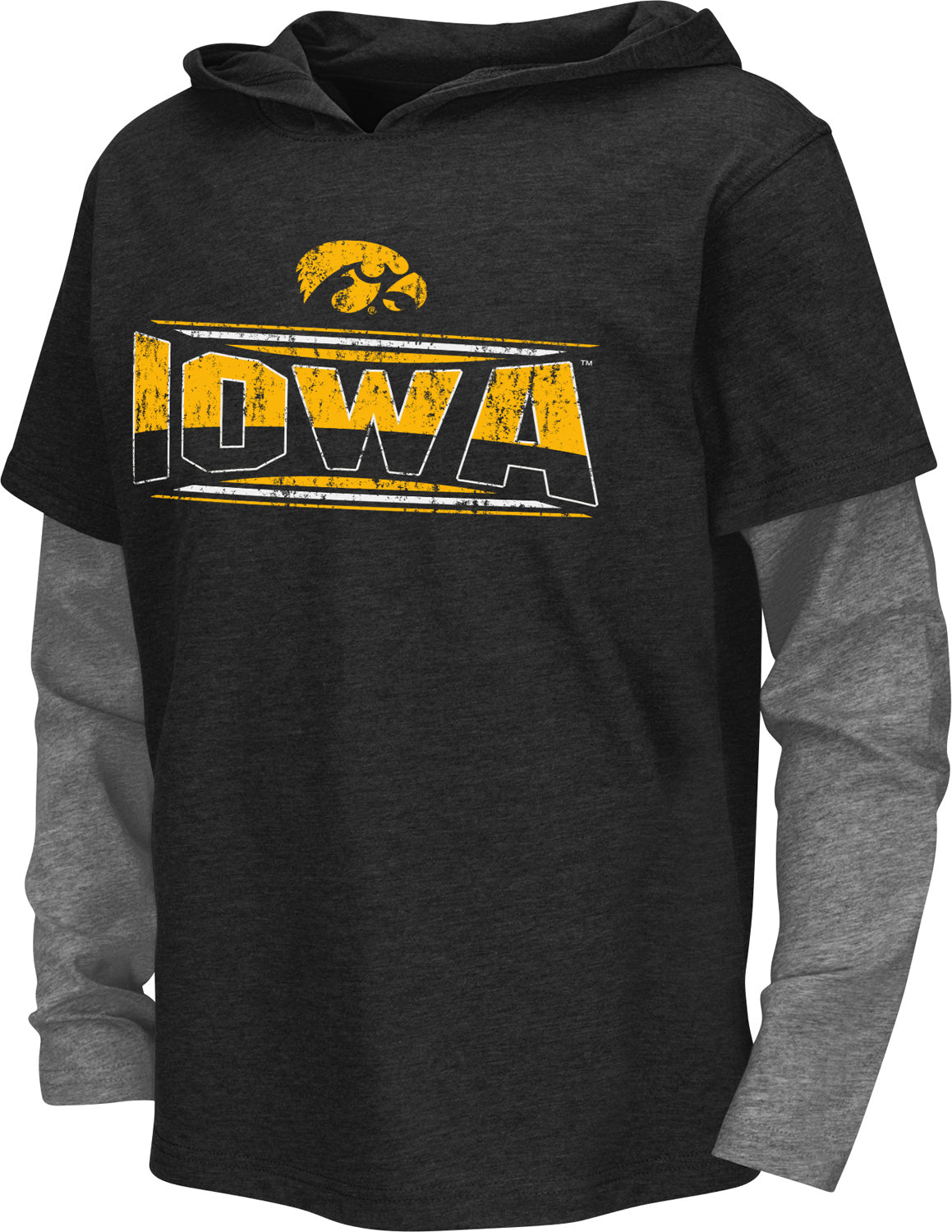 Iowa Hawkeyes  Patrol 2-Fer Long Sleeve Hooded T-Shirt  - Black