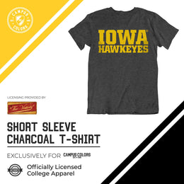 Iowa Hawkeyes Campus Colors NCAA Adult Cotton Blend Charcoal Tagless T-Shirt - Charcoal