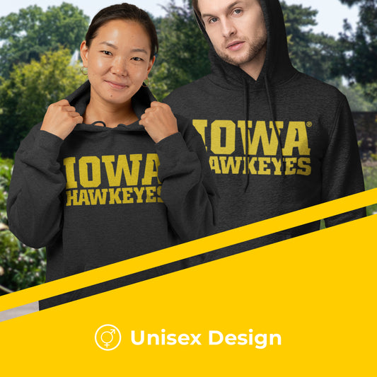 Iowa Hawkeyes NCAA Adult Cotton Blend Charcoal Hooded Sweatshirt - Charcoal