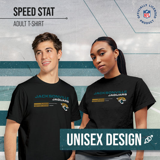 Jacksonville Jaguars Adult NFL Speed Stat Sheet T-Shirt - Black