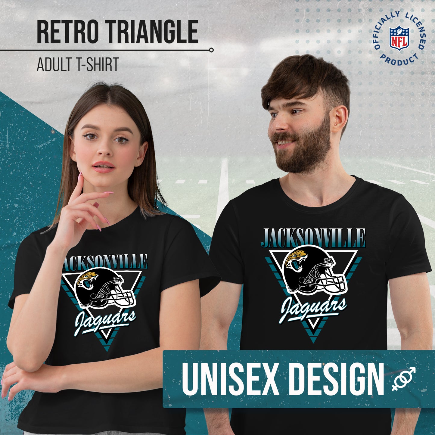 Jacksonville Jaguars NFL Adult Retro Triangle Unisex T-Shirt - Black