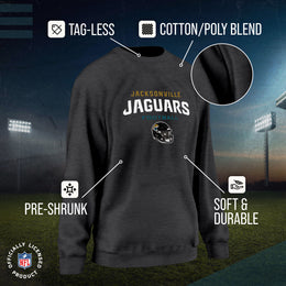 Jacksonville Jaguars Women's NFL Football Helmet Charcoal Slouchy Crewneck -Tagless Lightweight Pullover - Charcoal
