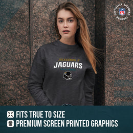 Jacksonville Jaguars Women's NFL Football Helmet Charcoal Slouchy Crewneck -Tagless Lightweight Pullover - Charcoal