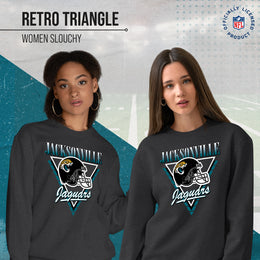 Jacksonville Jaguars NFL Womens Retro Triangle Slouchy Crewneck - Heather Charcoal