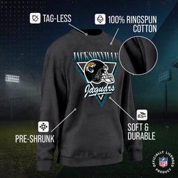 Jacksonville Jaguars NFL Womens Retro Triangle Slouchy Crewneck - Heather Charcoal