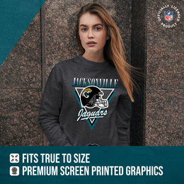 Jacksonville Jaguars NFL Womens Retro Triangle Slouchy Crewneck - Heather Charcoal