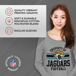 Jacksonville Jaguars NFL Womens Property of Lighweight Crew Neck - Sport Gray