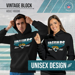 Jacksonville Jaguars NFL Adult Unisex Vintage Block Ultra Soft Fleece Hooded Sweatshirt - Black