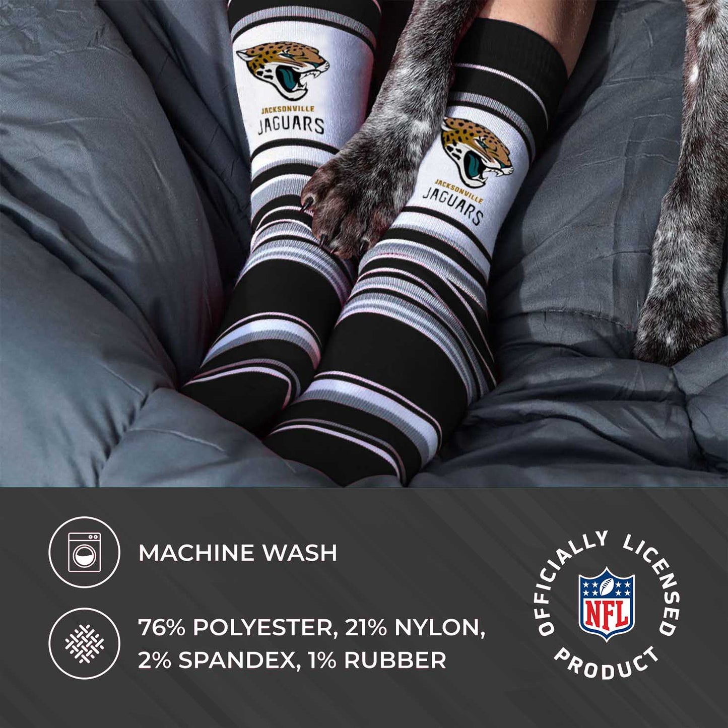Jacksonville Jaguars NFL Adult Striped Dress Socks - Black