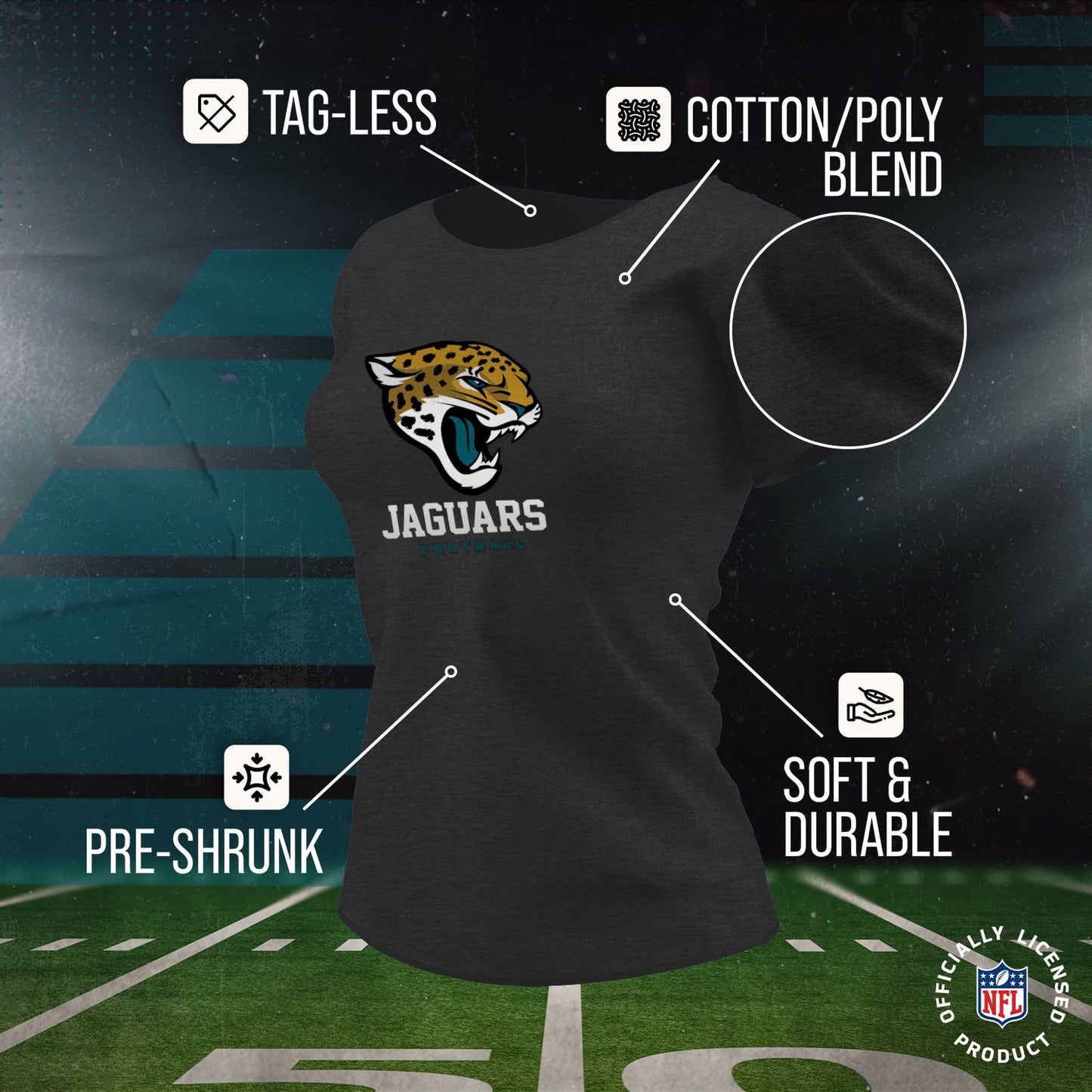 Jacksonville Jaguars Women's NFL Ultimate Fan Logo Short Sleeve T-Shirt - Black