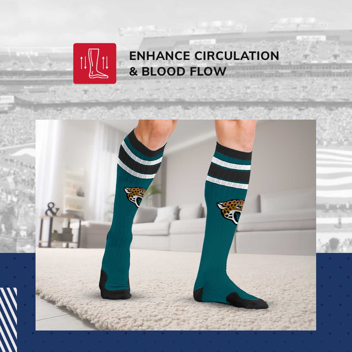 Jacksonville Jaguars NFL Adult Knee High-Performance Socks - Teal