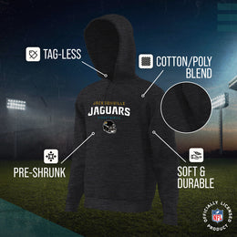 Jacksonville Jaguars Adult NFL Football Helmet Heather Hooded Sweatshirt  - Charcoal