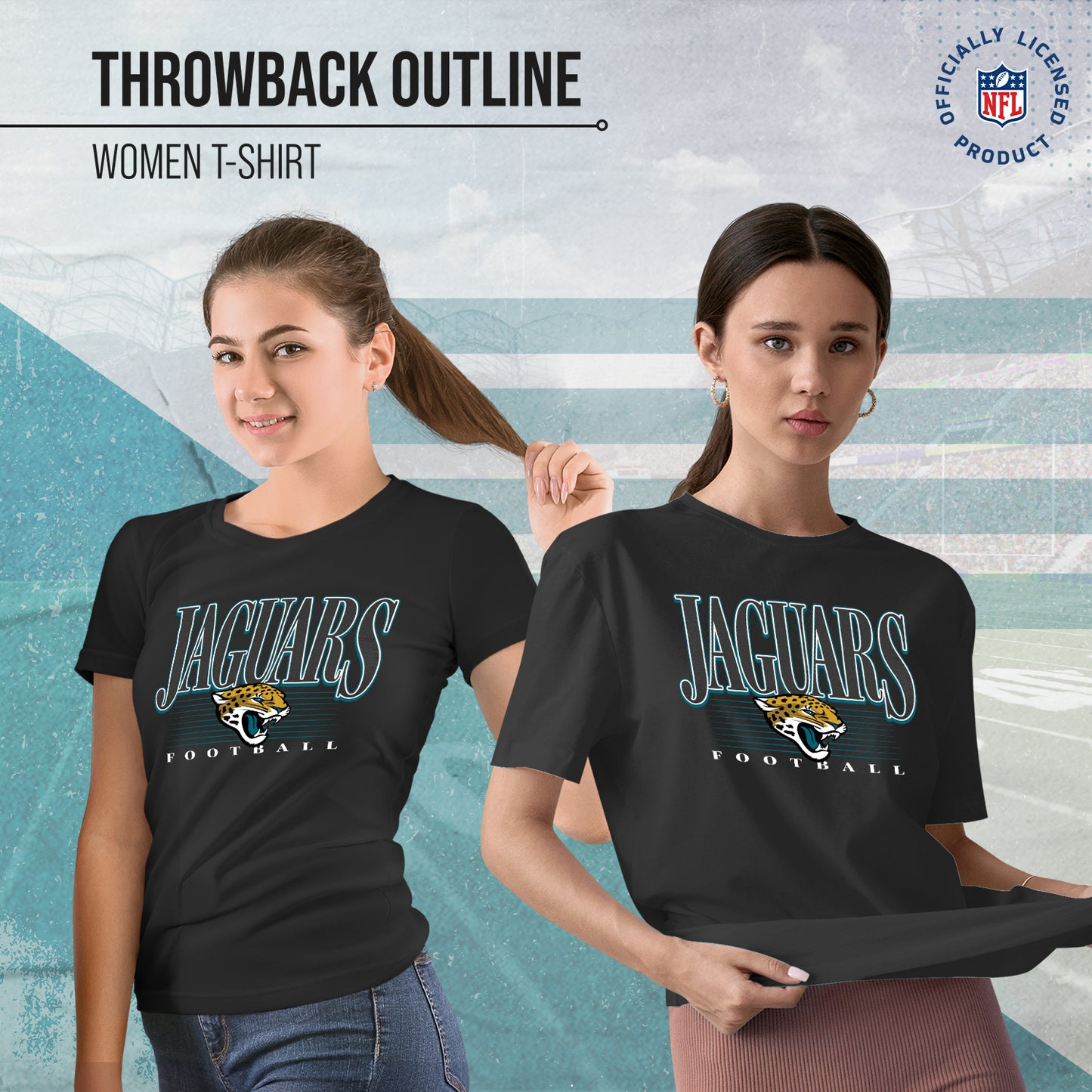 Jacksonville Jaguars NFL Womens Overtime Blueprint Tag-Less T-Shirt - Black