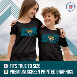 Jacksonville Jaguars NFL Youth Repeating Logo Football T-Shirt Unisex Tag Free Comfortable - Black