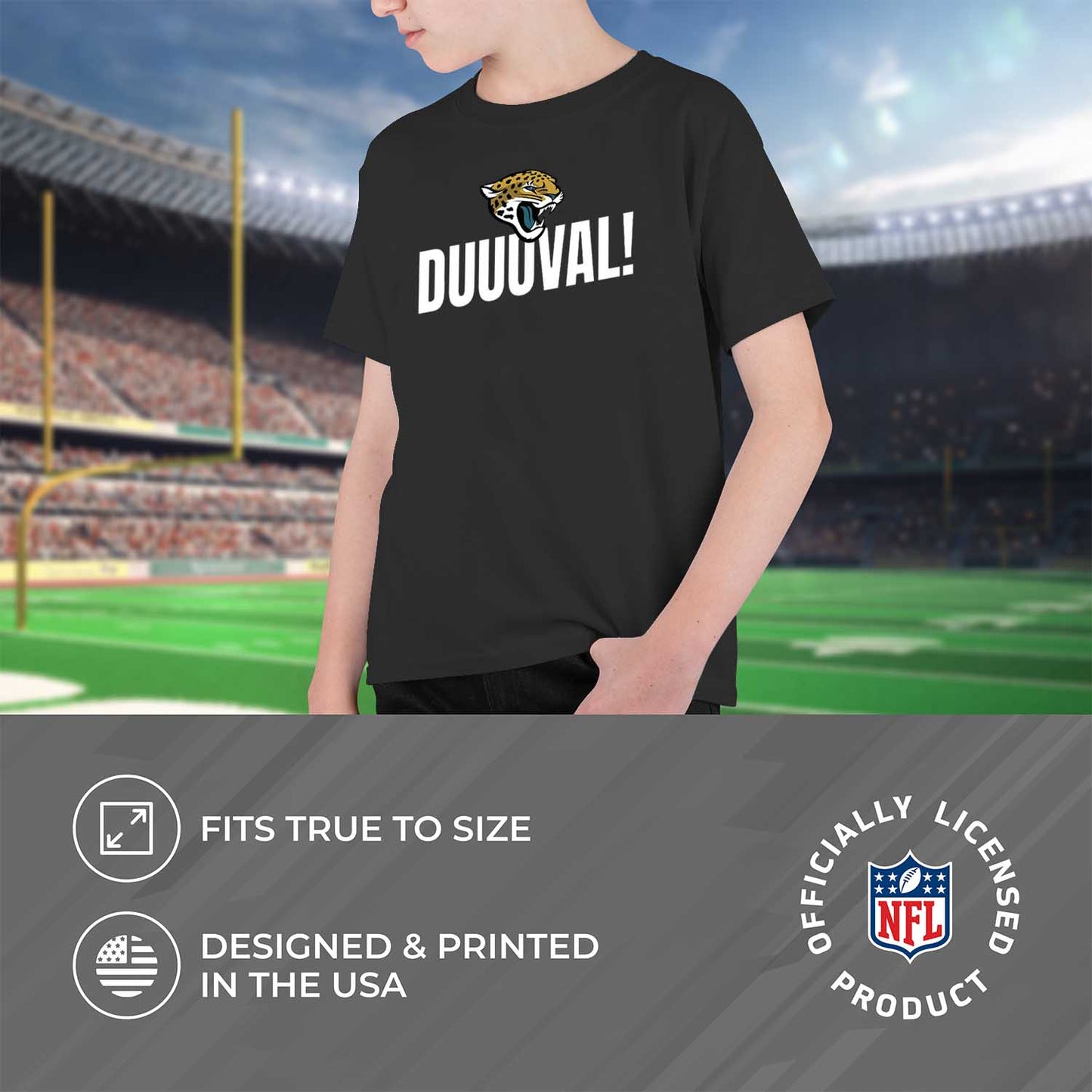Jacksonville Jaguars NFL Youth Team Slogan Short Sleeve Lightweight T Shirt - Black