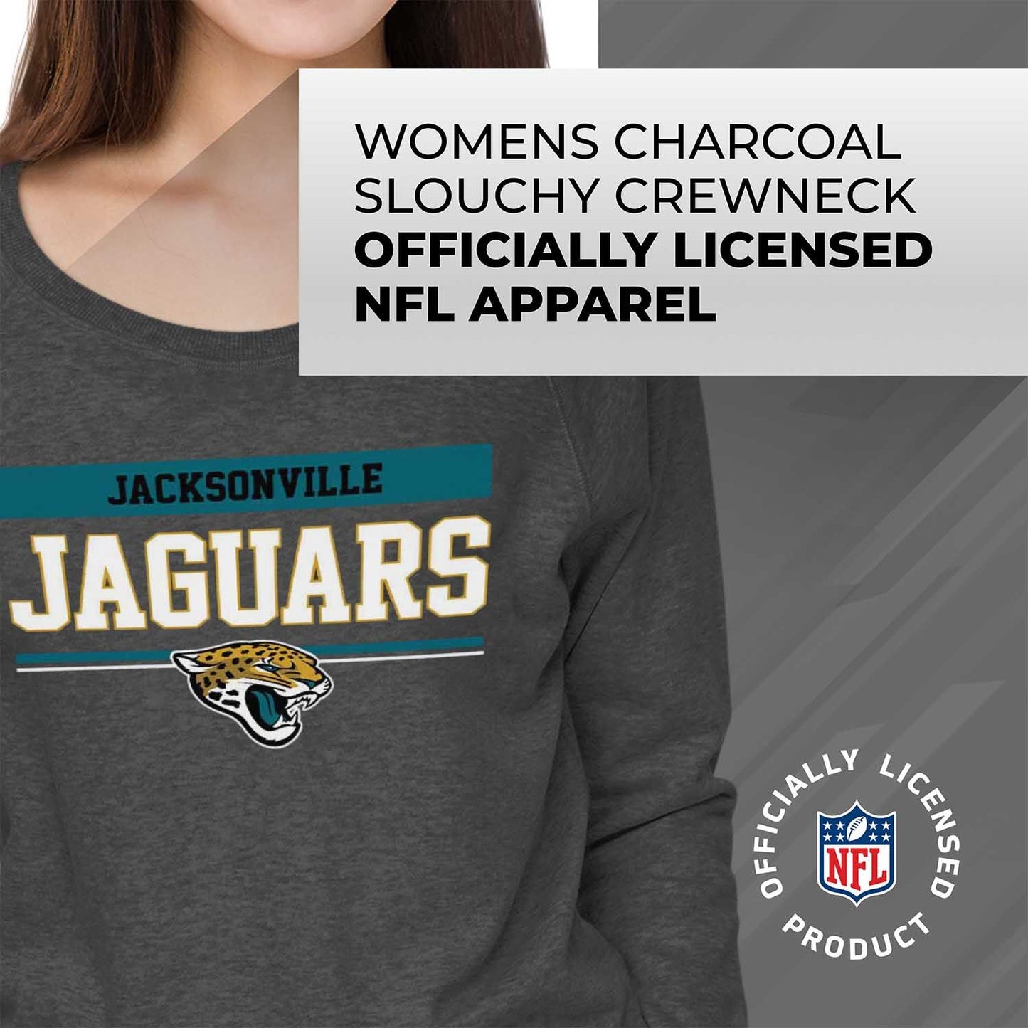 Jacksonville Jaguars NFL Womens Charcoal Crew Neck Football Apparel - Charcoal