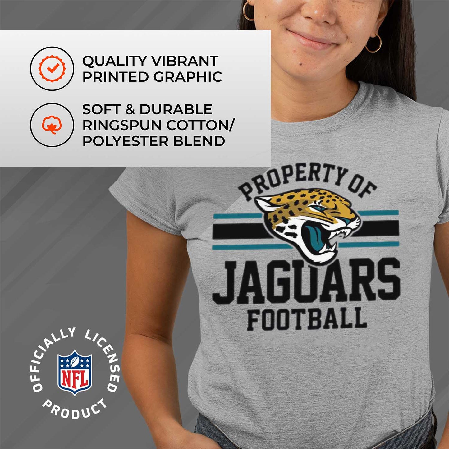 Jacksonville Jaguars NFL Women's Property Of Lightweight Plus Size T-Shirt - Sport Gray