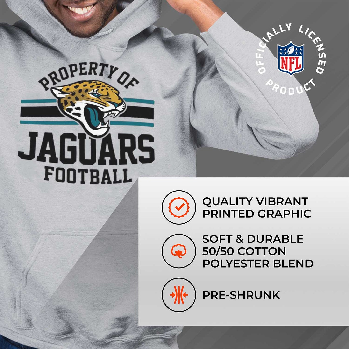 Jacksonville Jaguars NFL Adult Property Of Hooded Sweatshirt - Sport Gray
