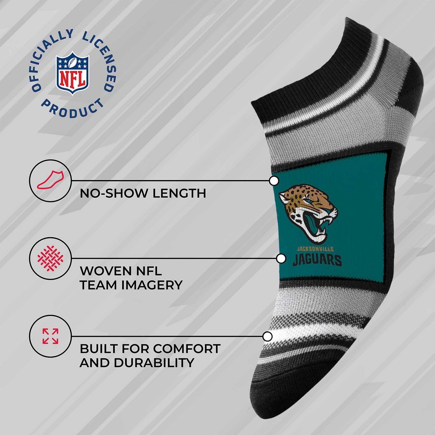 Jacksonville Jaguars NFL Adult Marquis Addition No Show Socks - Teal