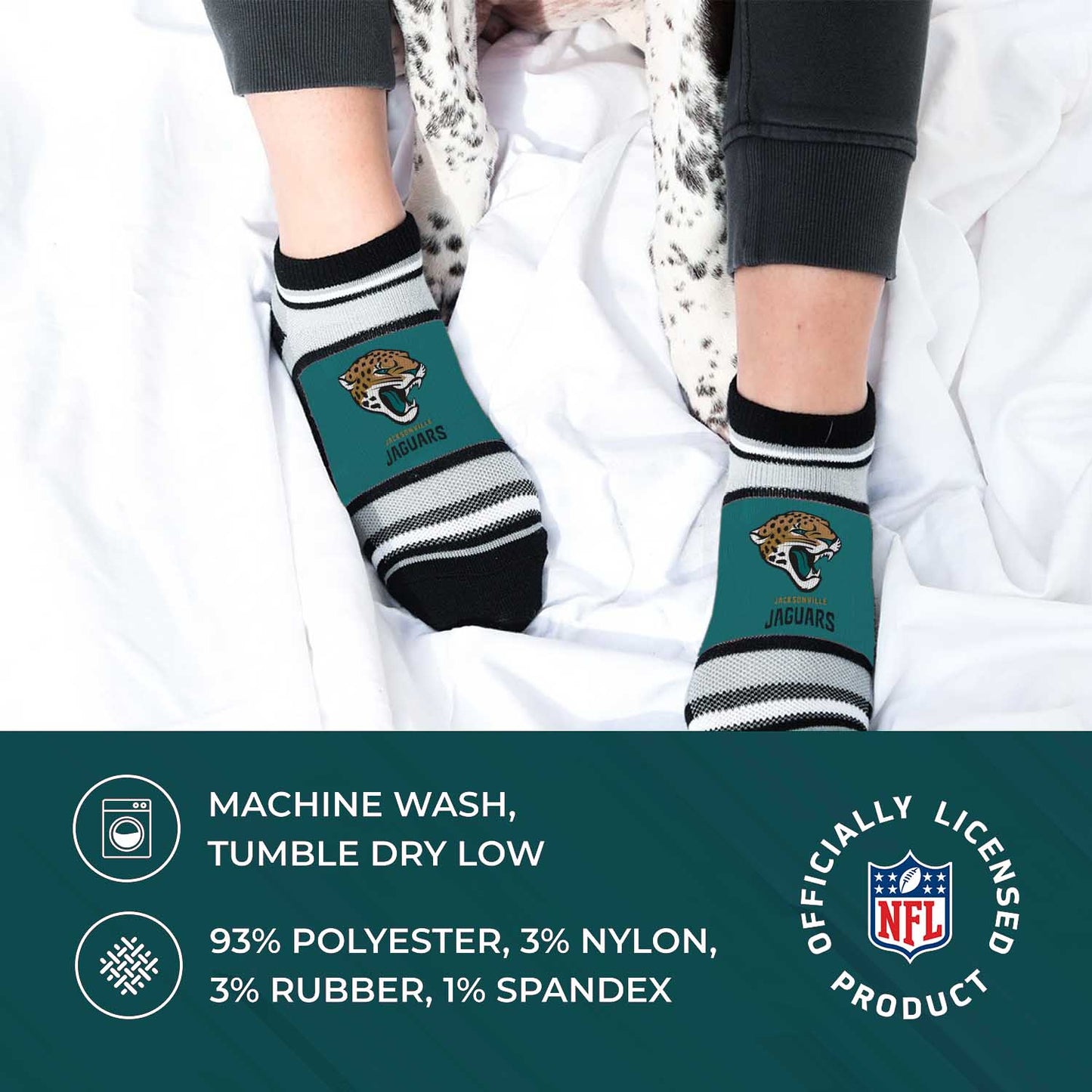 Jacksonville Jaguars NFL Adult Marquis Addition No Show Socks - Teal